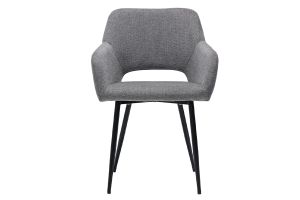 Chaises en tissu effet velours texturé gris et métal noir (lot de 2) LAURETTE