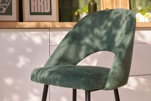 Tabourets de bar en tissu effet velours texturé vert H65 cm (lot de 2) COSETTE