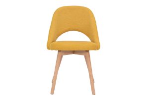 Chaises scandinaves en tissu effet velours texturé jaune moutarde et bois clair (lot de 2) COSETTE