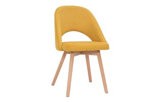Chaises scandinaves en tissu effet velours texturé jaune moutarde et bois clair (lot de 2) COSETTE
