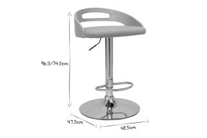 Tabouret de bar réglable design bois clair et tissu gris clair MANO