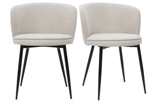 Chaises design en tissu effet velours beige et métal noir (lot de 2) SERIF