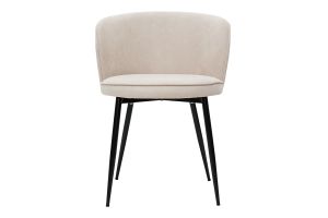 Chaises design en tissu effet velours beige et métal noir (lot de 2) SERIF