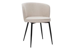 Chaises design en tissu effet velours beige et métal noir (lot de 2) SERIF