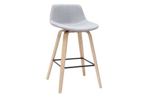 Tabourets de bar scandinaves gris clair et bois H65 cm (lot de 2) NONIE