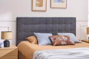 Tête de lit capitonnée en tissu gris anthracite L180 cm HALCIONA
