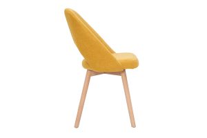Chaises scandinaves en tissu effet velours texturé jaune moutarde et bois clair (lot de 2) COSETTE