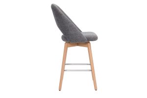 Tabourets de bar scandinaves tissu effet velours texturé gris et hévéa massif 65 cm (lot de 2) COSETTE