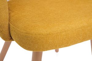Chaises scandinaves en tissu effet velours texturé jaune moutarde et bois clair (lot de 2) COSETTE