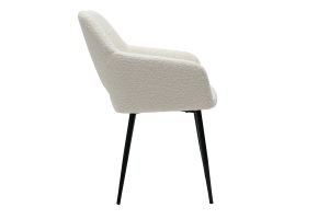 Chaises en tissu effet laine bouclée blanc cassé et métal noir (lot de 2) LAURETTE