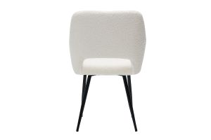 Chaises en tissu effet laine bouclée blanc cassé et métal noir (lot de 2) LAURETTE