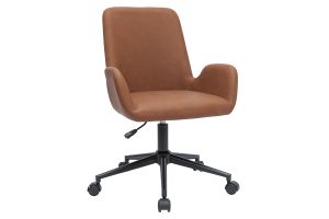 Chaise de bureau à roulettes marron et métal noir ALBAN