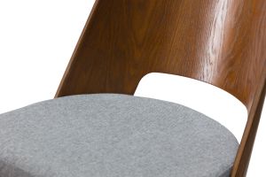 Tabouret de bar vintage noyer et tissu gris foncé H65 cm EDITO