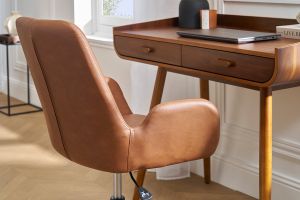 Chaise de bureau à roulettes marron et métal noir ALBAN