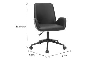 Chaise de bureau à roulettes marron et métal noir ALBAN