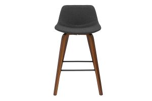 Tabourets de bar design gris foncé et noyer H65 cm (lot de 2) NONIE