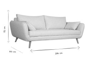Canapé scandinave 3 places en tissu beige et bois clair CREEP