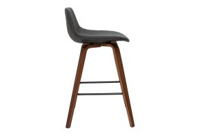 Tabourets de bar design gris foncé et noyer H65 cm (lot de 2) NONIE
