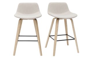 Tabourets de bar scandinaves beige et bois clair H65 cm (lot de 2) NONIE