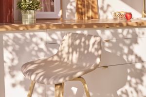 Tabourets de bar scandinaves beige et bois clair H65 cm (lot de 2) NONIE