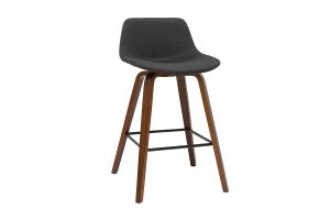 Tabourets de bar design gris foncé et noyer H65 cm (lot de 2) NONIE