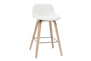 Tabourets de bar design blanc et bois clair H65 cm (lot de 2) NONIE