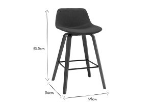 Tabourets de bar design gris foncé et noyer H65 cm (lot de 2) NONIE