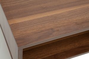 Table basse relevable rectangulaire bois foncé finition noyer et métal noir L100 cm KANE