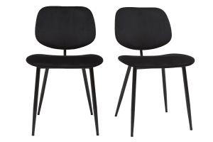 Chaises noires en tissu velours et métal (lot de 2) TOBIAS