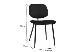 Chaises noires en tissu velours et métal (lot de 2) TOBIAS