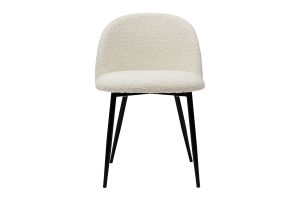 Chaises en tissu effet laine bouclée blanc cassé et métal noir (lot de 2) CELESTE