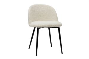 Chaises en tissu effet laine bouclée blanc cassé et métal noir (lot de 2) CELESTE