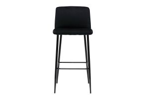 Tabouret de bar fixe velours noir et pied métal noir H78 MONTI