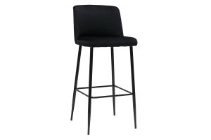 Tabouret de bar fixe velours noir et pied métal noir H78 MONTI