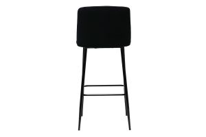 Tabouret de bar fixe velours noir et pied métal noir H78 MONTI