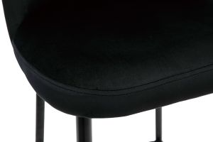 Tabouret de bar fixe velours noir et pied métal noir H78 MONTI