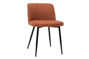 Chaises en tissu effet velours texturé terre brûlée et métal noir (lot de 2) MONTI