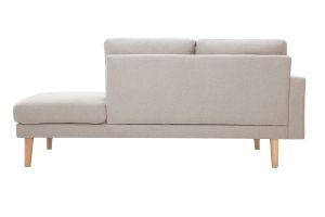Méridienne scandinave en tissu effet velours texturé beige et bois clair BERTILLE