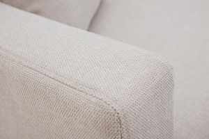 Méridienne scandinave en tissu effet velours texturé beige et bois clair BERTILLE
