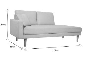 Méridienne scandinave en tissu effet velours texturé beige et bois clair BERTILLE