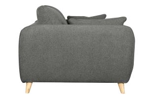 Canapé convertible scandinave 3 places en tissu gris anthracite et bois clair avec matelas 10 cm CREEP