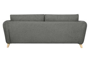 Canapé convertible scandinave 3 places en tissu gris anthracite et bois clair avec matelas 10 cm CREEP
