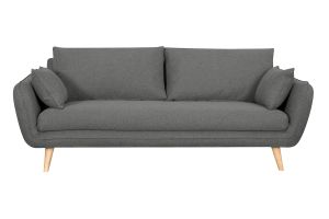Canapé scandinave 3 places en tissu gris anthracite et bois clair CREEP