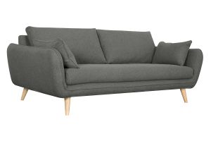 Canapé scandinave 3 places en tissu gris anthracite et bois clair CREEP