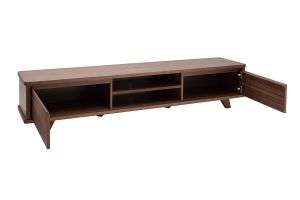 Meuble TV vintage bois foncé noyer 2 portes L180 cm FIFTIES