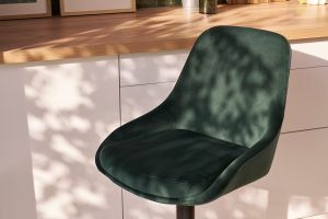 Höhenverstellbare Design-Barhocker grüner Samt (2er-Set) HOLO