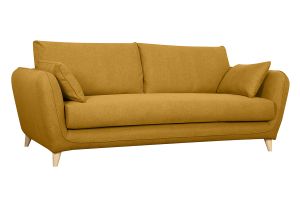Canapé convertible scandinave 3 places jaune cumin avec matelas 10 cm CREEP