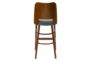 Tabouret de bar vintage noyer et tissu gris foncé H65 cm EDITO