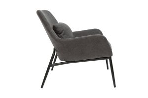Fauteuil design en tissu effet velours gris foncé et métal noir MAXINE