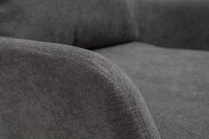 Fauteuil design en tissu effet velours gris foncé et métal noir MAXINE